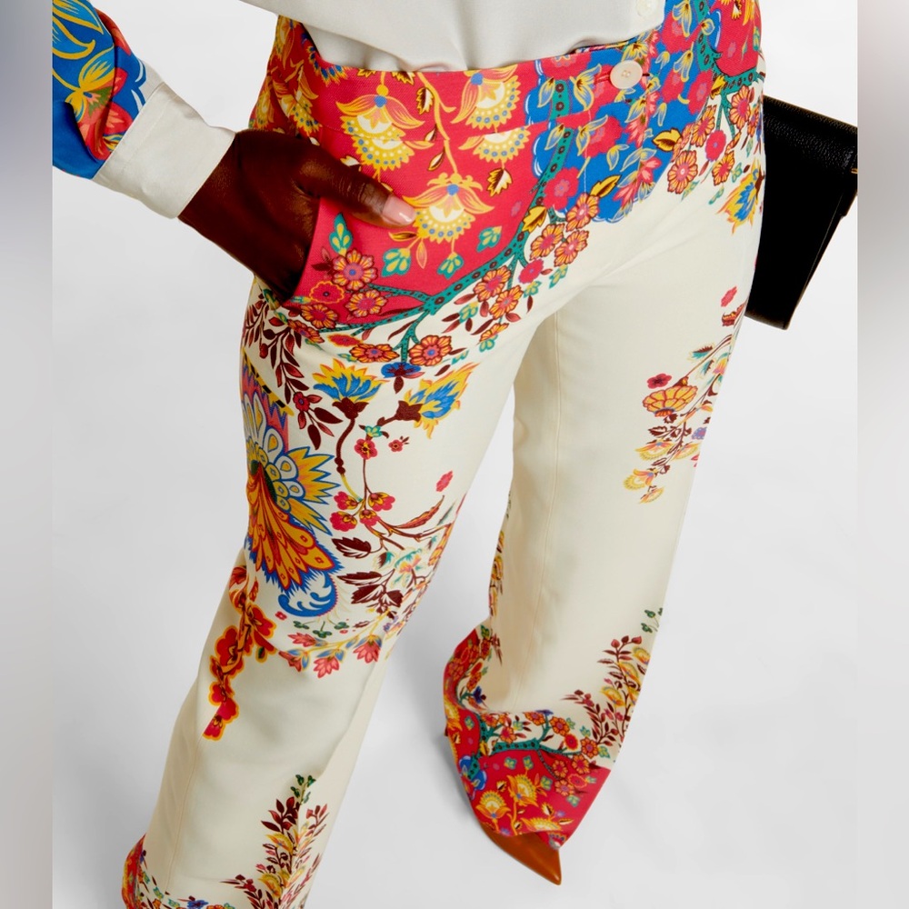 Etro High-Rise Bianco Printed Pants - Italian Designer